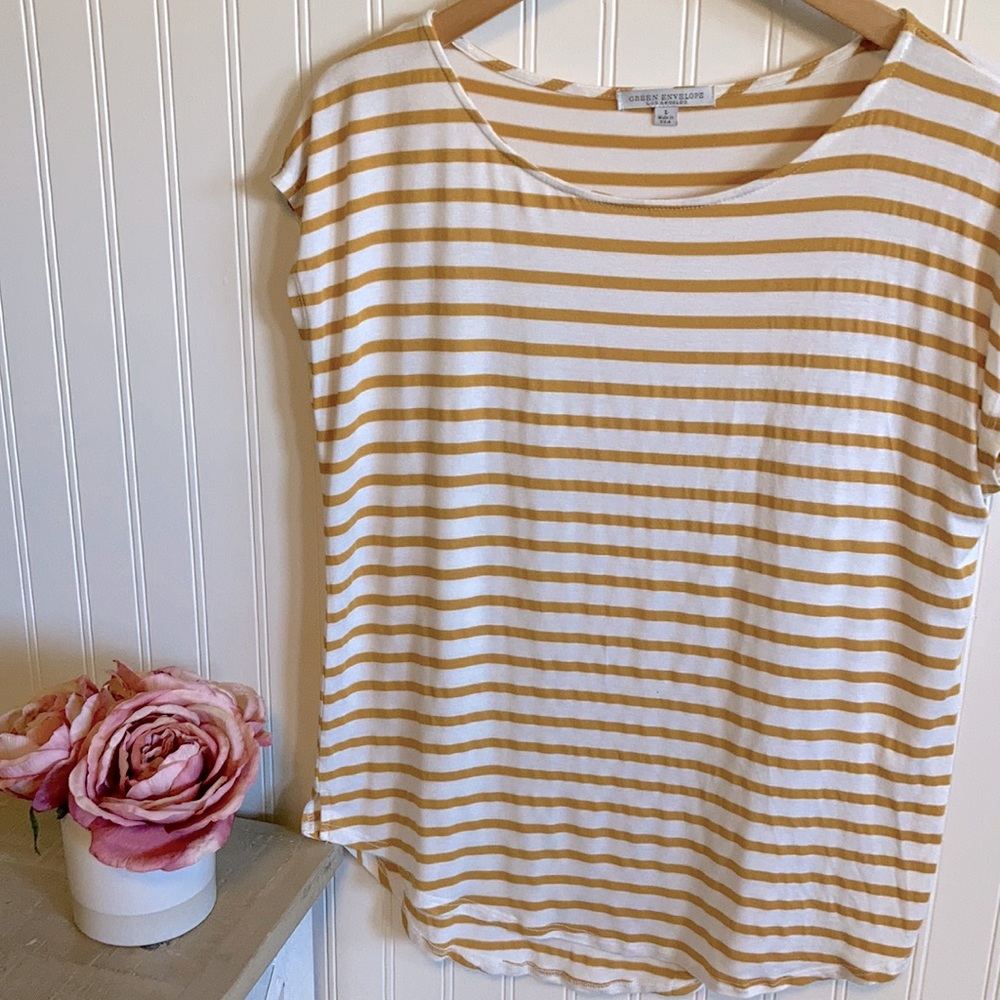 Green Envelope Mustard Stripe Top